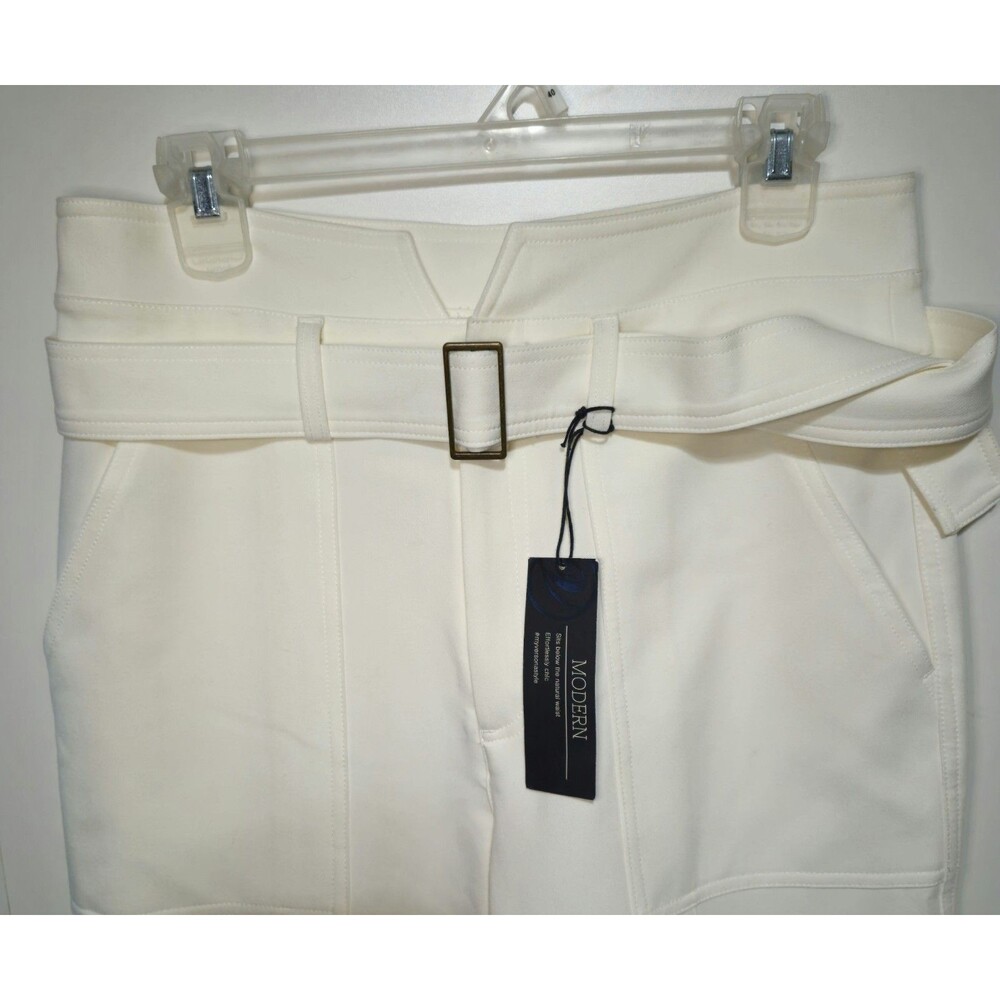 Versona Modern Fit White Pants w/ Matching Belt NWT Size 10 Chic Mid Rise - Picture 5 of 12